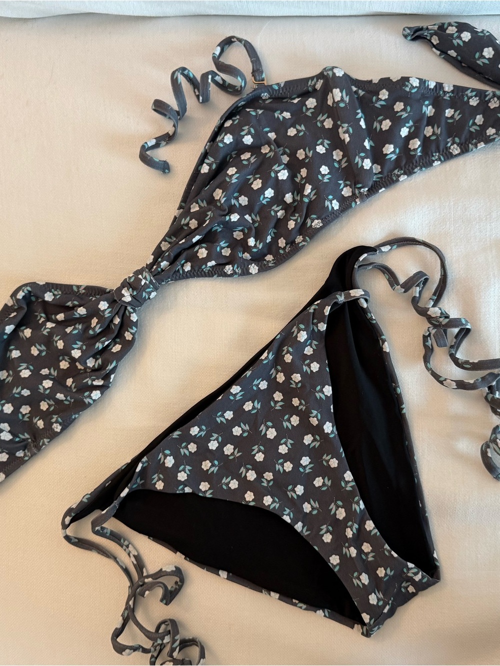 Eberjey Bikini Size Large Set Gray Floral Petite Fleur Lulu Revolve $174